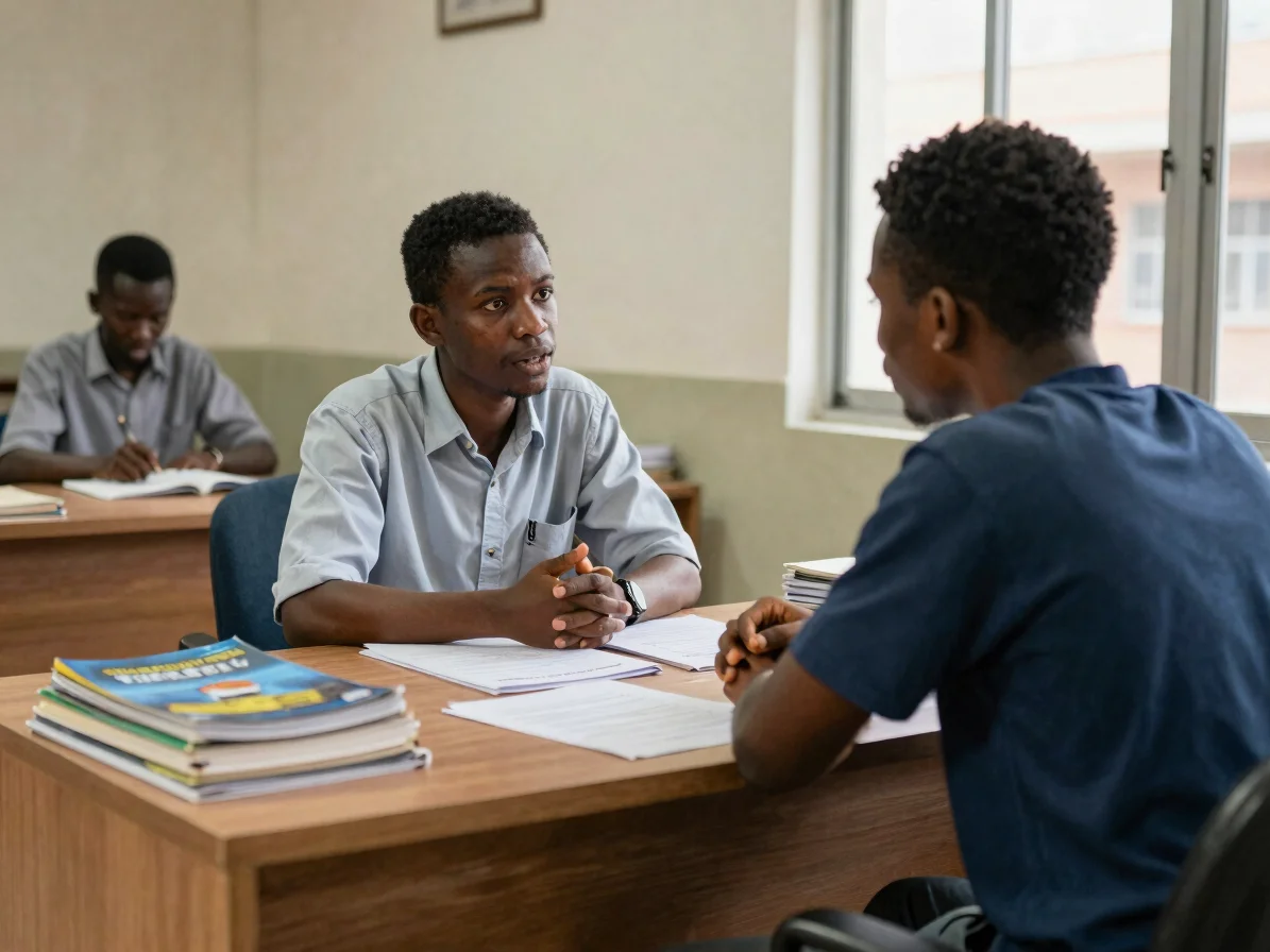 Documentary photograph of a student counselling desk at a univers